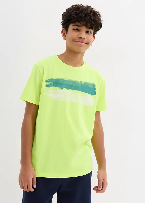 T-Shirt in modischen Farben in gelb von vorne (im Anschnitt) - bonprix