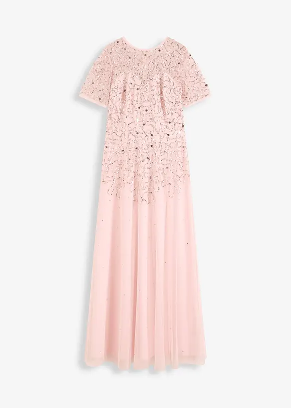 Maxikleid aus zartem Tüll mit Paillettenstickerei in rosa von vorne - bonprix Maxikleid aus zartem Tüll mit Paillettenstickerei in rosa von vorne - bonprix