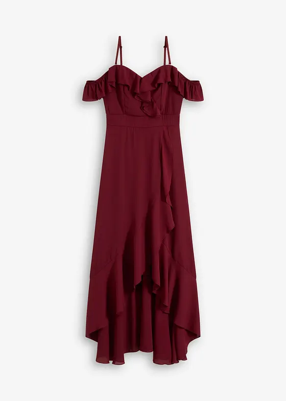 Carmen-Kleid mit Volants in rot von vorne - bonprix