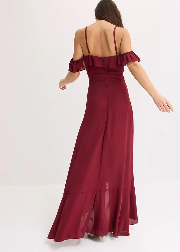 Carmen-Kleid mit Volants in rot von hinten (Totalaufnahme) - bonprix