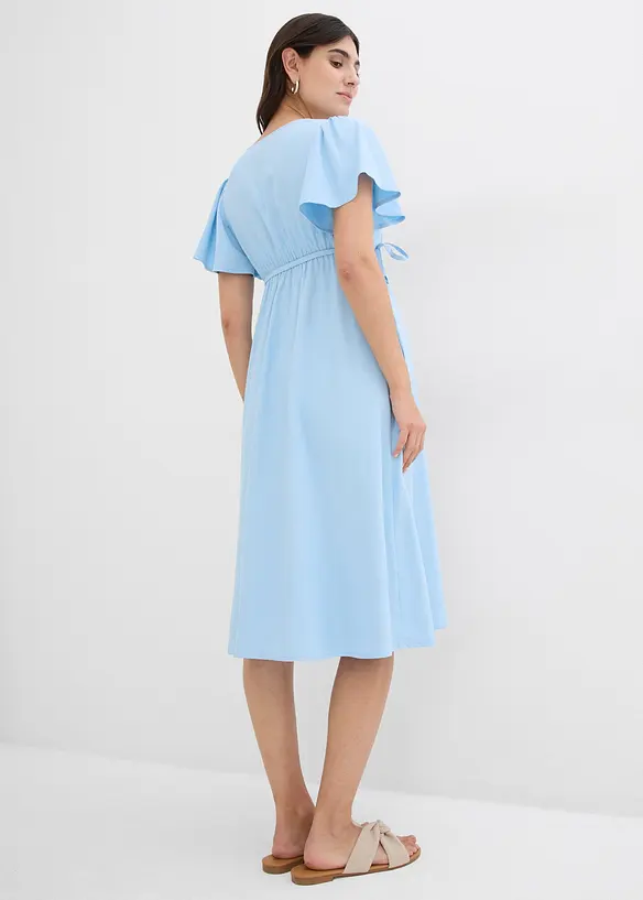 Umstandskleid Viskose-Mix in blau von hinten (Totalaufnahme) - bonprix