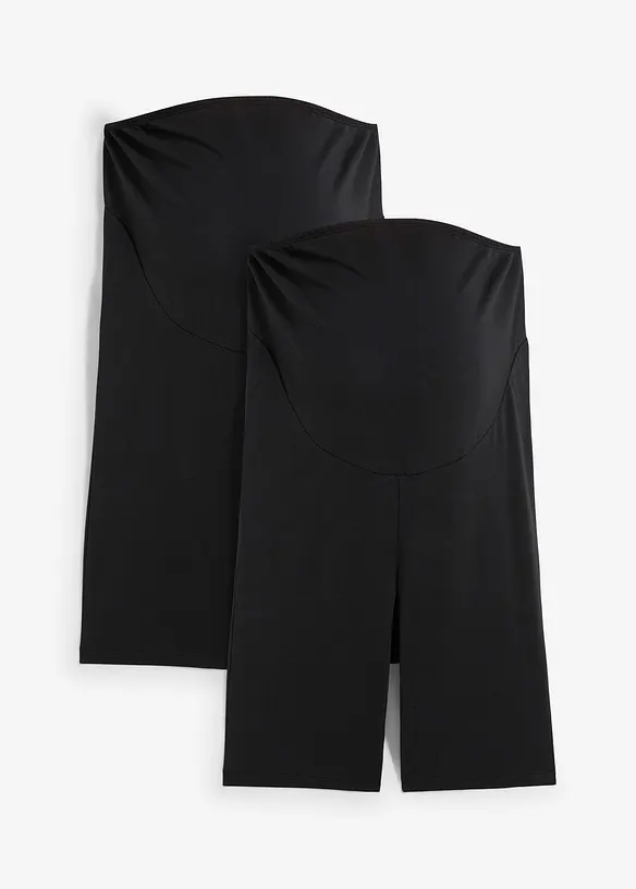 Umstands-Radlerhose aus Bio-Baumwolle (2er Pack) in schwarz von vorne - bonprix