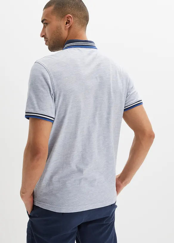 Poloshirt aus reiner Baumwolle in blau von hinten (im Anschnitt) - bonprix