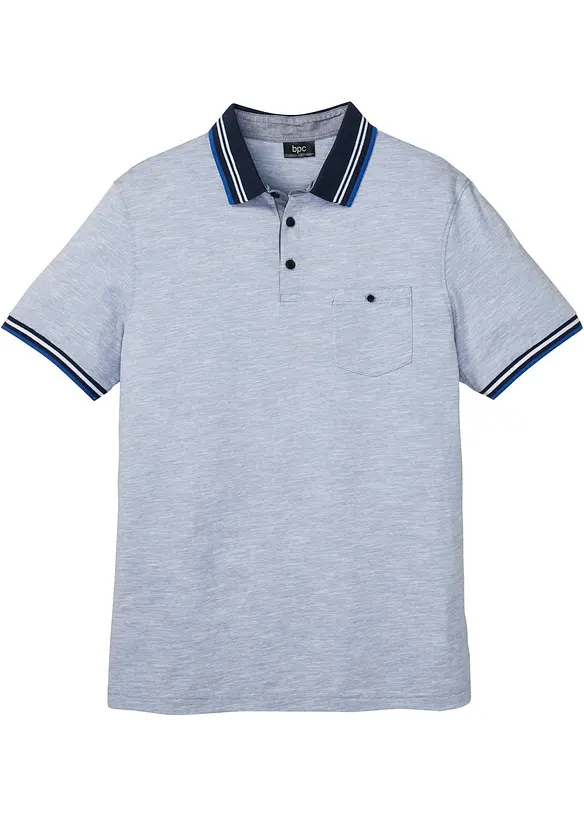 Poloshirt aus reiner Baumwolle in blau von vorne - bonprix