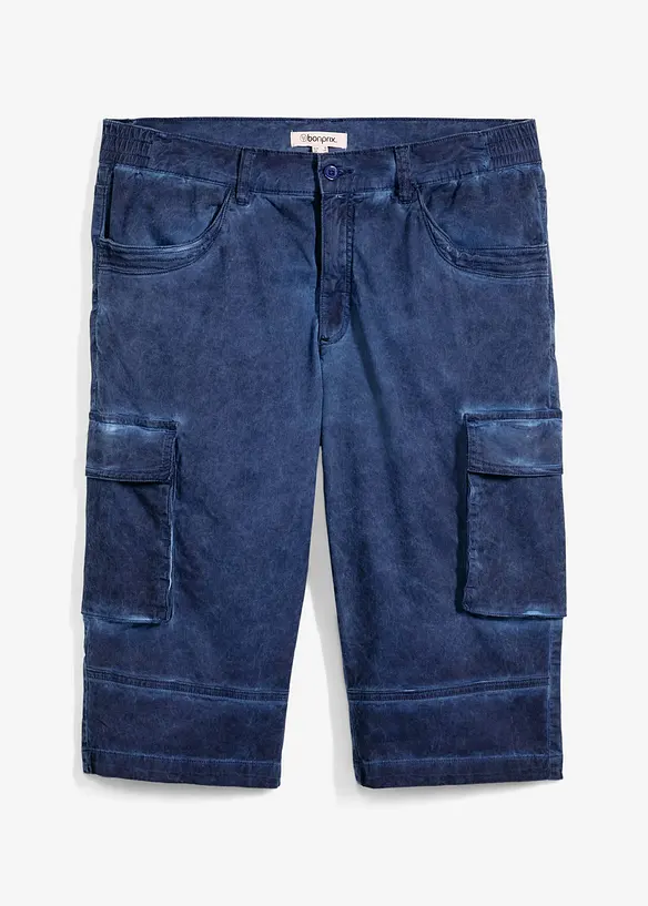 Cargo-Long-Stretch-Bermuda mit Komfortschnitt, Regular Fit in blau von vorne - bonprix