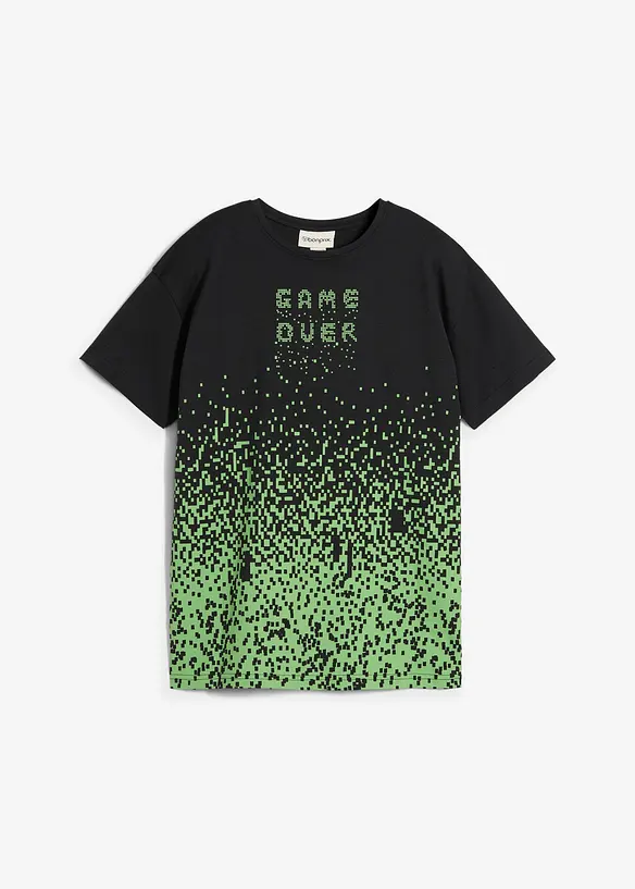 T-Shirt aus reiner Bio-Baumwolle in schwarz von vorne - bonprix