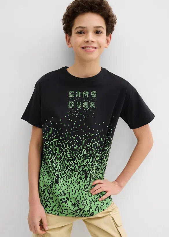 T-Shirt aus reiner Bio-Baumwolle in schwarz von vorne (im Anschnitt) - bonprix