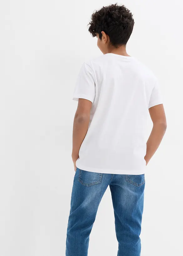 T-Shirt (5er Pack) aus reiner Baumwolle in blau von hinten (im Anschnitt) - bonprix