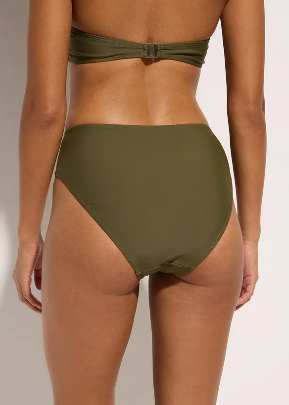 Highwaist-Bikinihose mit hohem Beinausschnitt in grün von hinten - bonprix