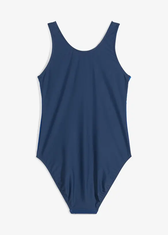 Badeanzug in blau von hinten - bonprix