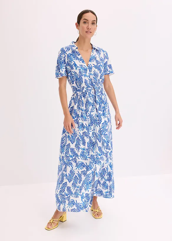 bedrucktes Maxikleid aus fließender Viskose in weiß von vorne (Totalaufnahme) - bonprix bedrucktes Maxikleid aus fließender Viskose in weiß von vorne (Totalaufnahme) - bonprix