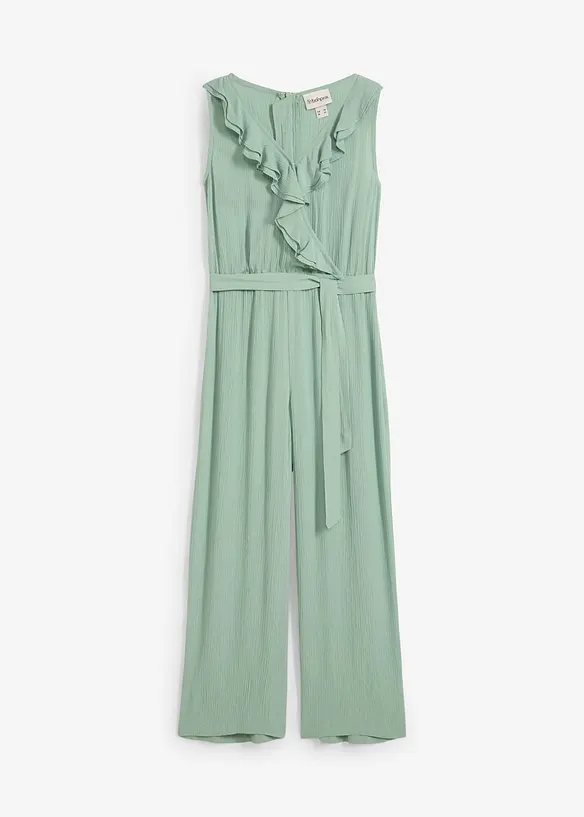 Jumpsuit aus fließender Viskose in grün von vorne - bonprix
