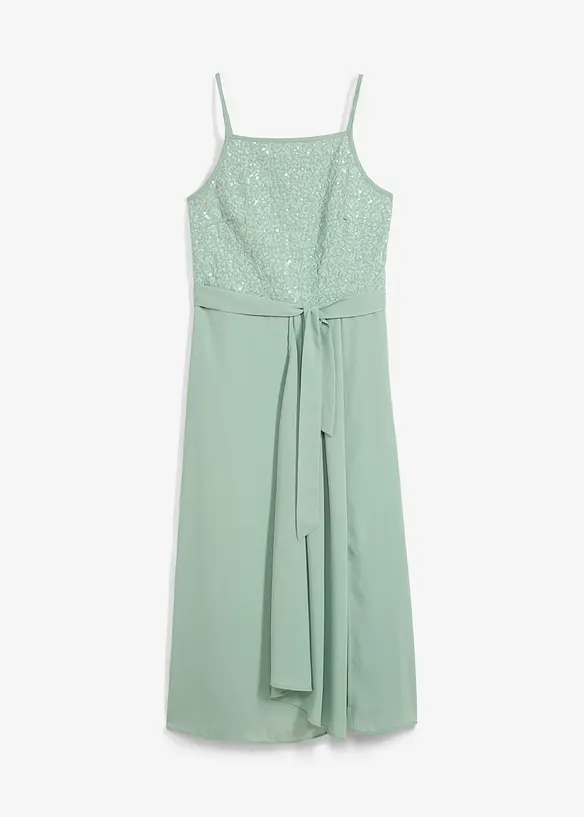 Maxikleid mit Pailletten in grün von vorne - bonprix
