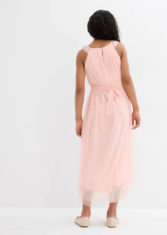 Maxikleid mit dekorativen Pailletten in lila von hinten (Totalaufnahme) - bonprix
