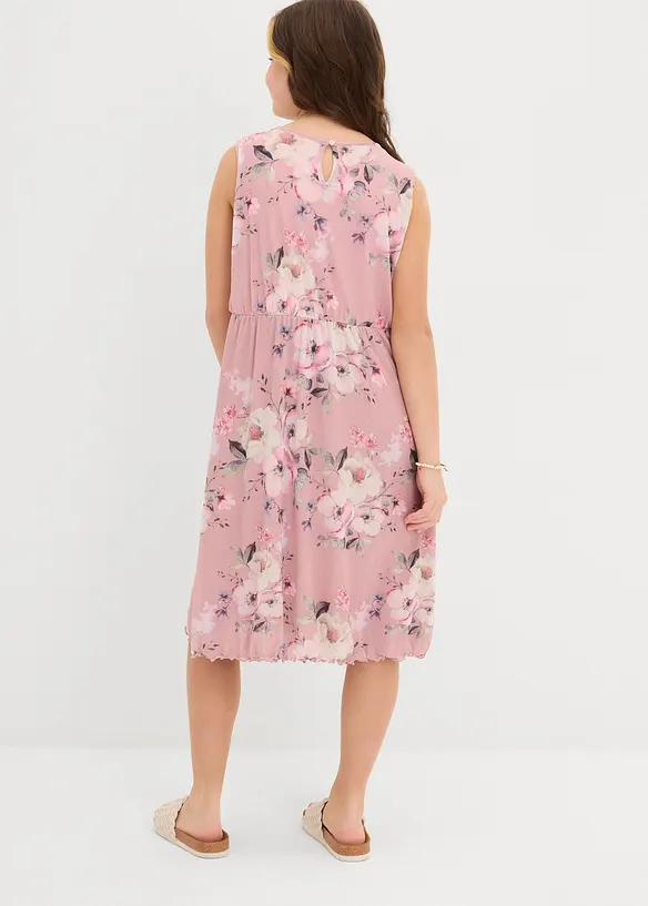 Luftiges Mesh-Kleid mit Allover-Print in rosa von hinten (Totalaufnahme) - bonprix