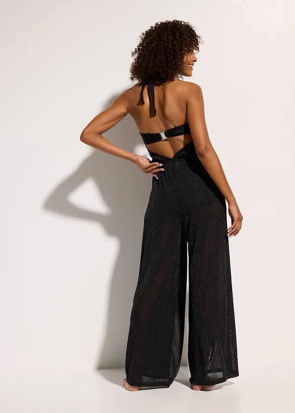Glitzernder Strand-Jumpsuit mit Schlitzen in schwarz von hinten (Totalaufnahme) - bonprix Glitzernder Strand-Jumpsuit mit Schlitzen in schwarz von hinten (Totalaufnahme) - bonprix