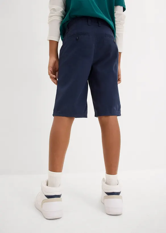 Chino-Bermuda aus reiner Baumwolle mit verstellbarem Bund, Regular Fit in blau von hinten - bonprix