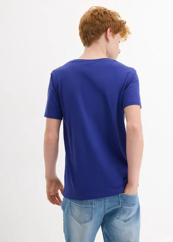 T-Shirt aus reiner Bio-Baumwolle in blau von hinten (im Anschnitt) - bonprix