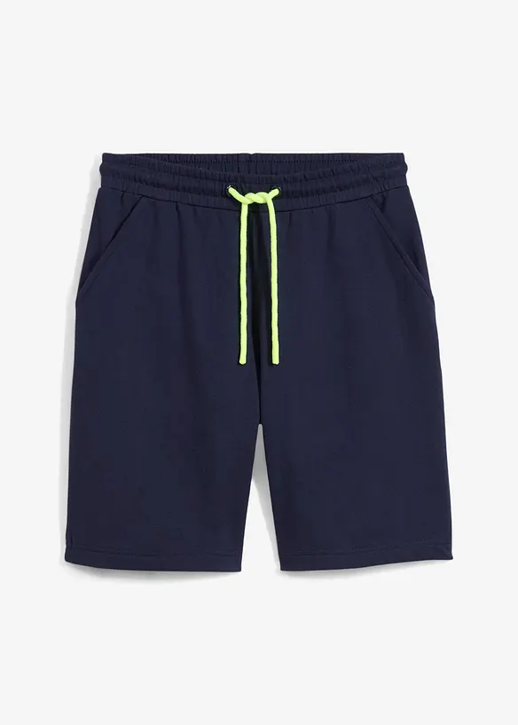 Sweat-Bermuda aus reiner Bio-Baumwolle in blau von vorne - bonprix