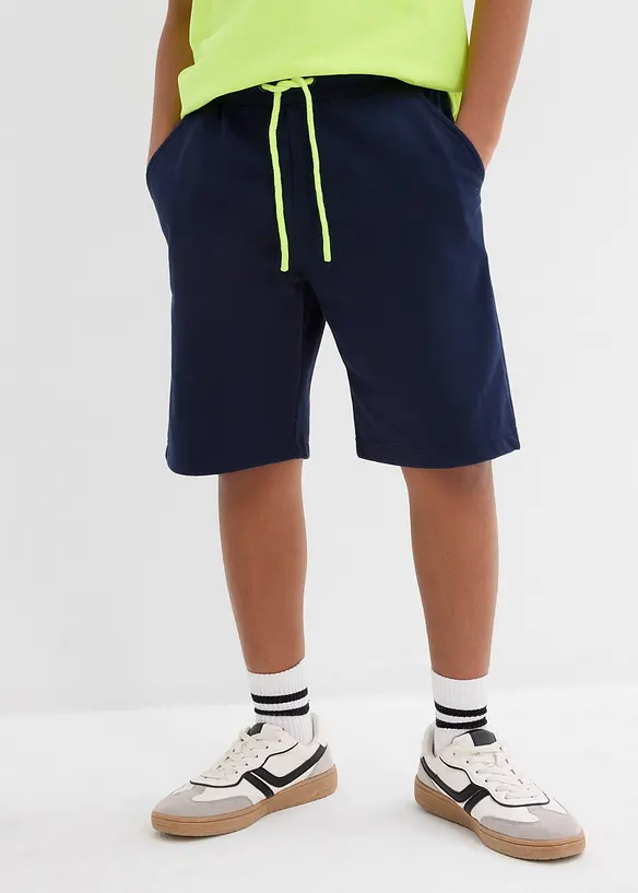 Sweat-Bermuda aus reiner Bio-Baumwolle in blau von vorne - bonprix