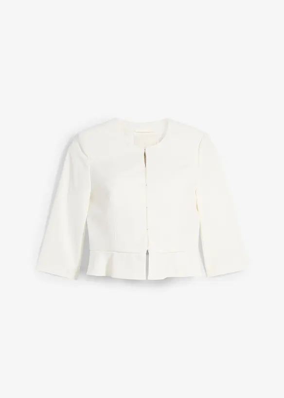Kurzer Umstandsblazer aus Satin in weiß von vorne - bonprix