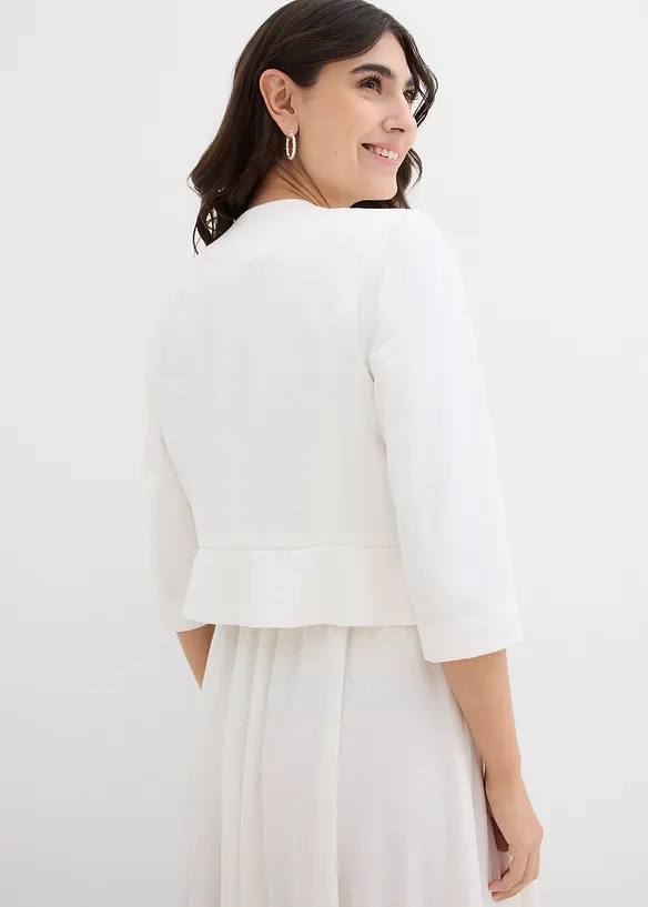 Kurzer Umstandsblazer aus Satin in weiß von hinten (im Anschnitt) - bonprix