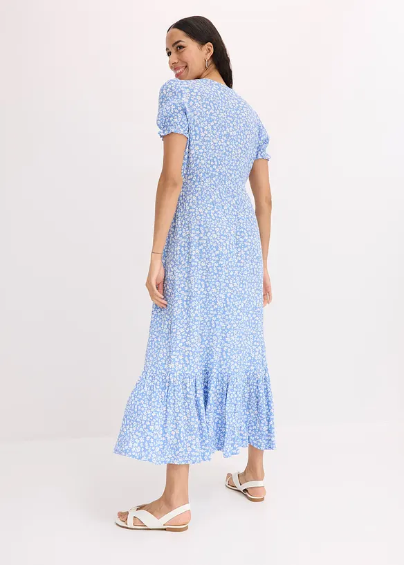 Maxikleid aus reiner Viskose in blau von hinten (Totalaufnahme) - bonprix Maxikleid aus reiner Viskose in blau von hinten (Totalaufnahme) - bonprix