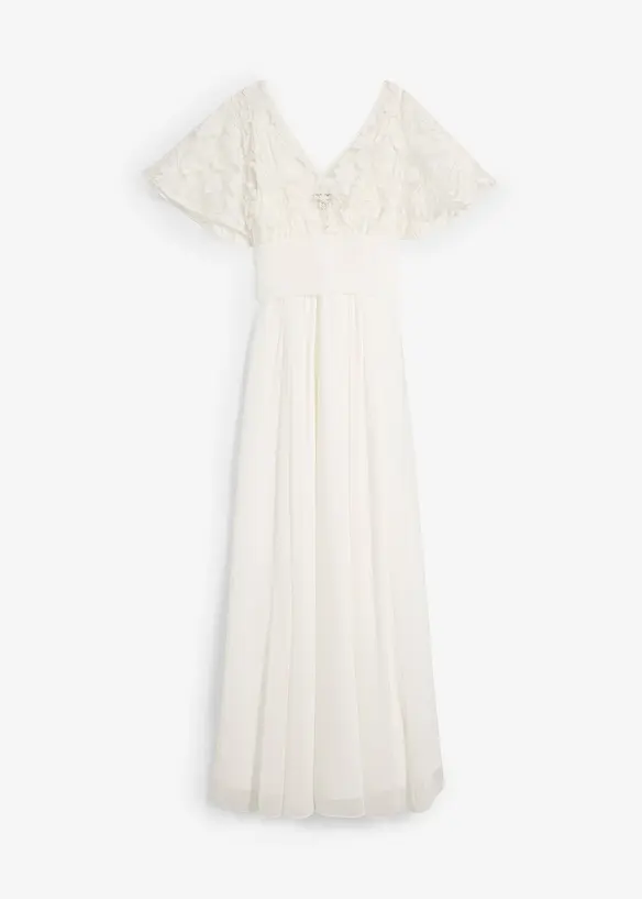 2-in-1 Umstandsbrautkleid mit diskreter Stillfunktion in weiß von vorne - bonprix