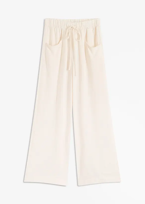 Marlenehose aus leichtem Crêpe in beige von vorne - bonprix