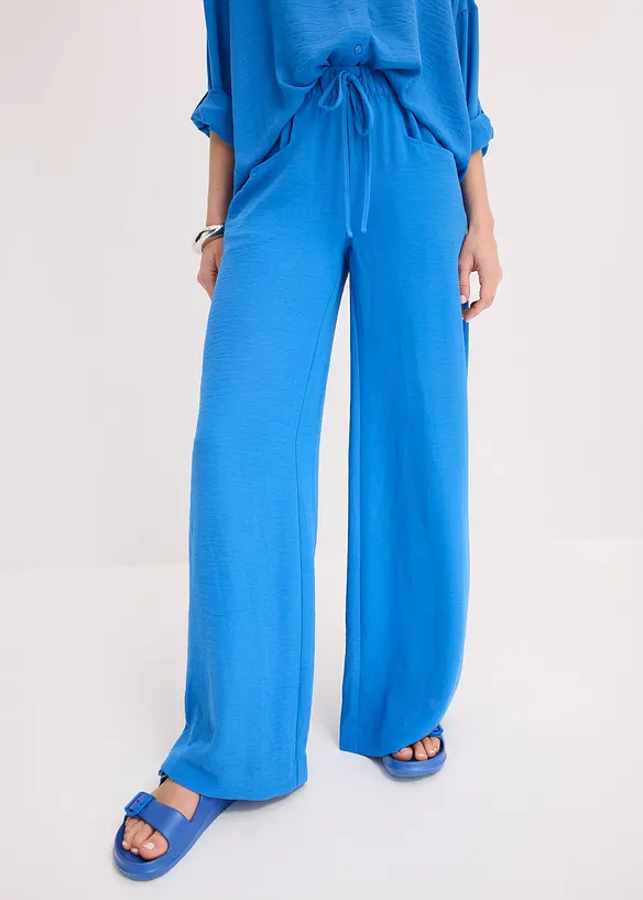 Marlenehose aus leichtem Crêpe in blau von vorne - bonprix Marlenehose aus leichtem Crêpe in blau von vorne - bonprix