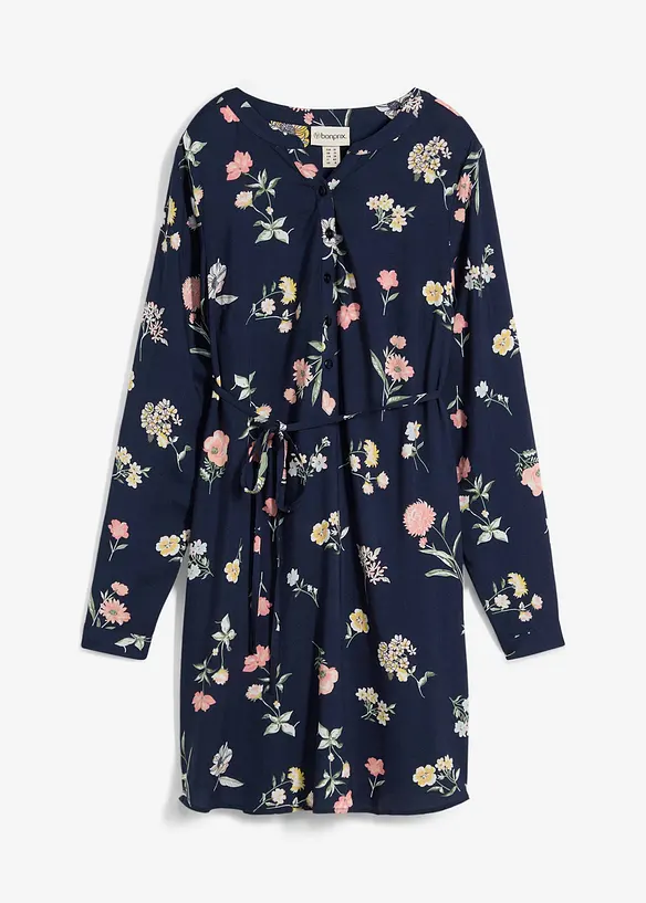 2-in-1 Umstands-und Still-Blusenkleid aus Viskose in blau von vorne - bonprix