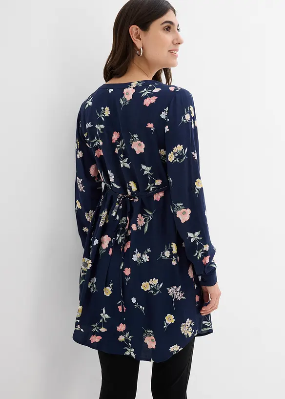 2-in-1 Umstands-und Still-Blusenkleid aus Viskose in blau von hinten (Totalaufnahme) - bonprix