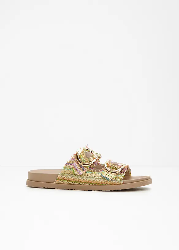 Pantoletten in Bast-Optik in beige - bonprix