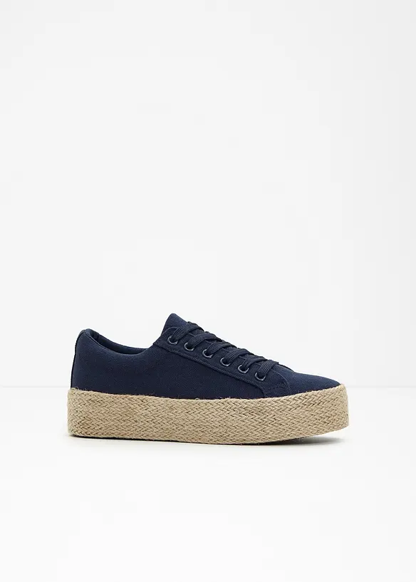 Plateau-Sneaker aus Baumwoll-Canvas in blau - bonprix