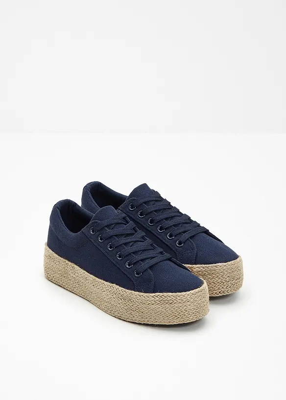 Plateau-Sneaker aus Baumwoll-Canvas in blau - bonprix