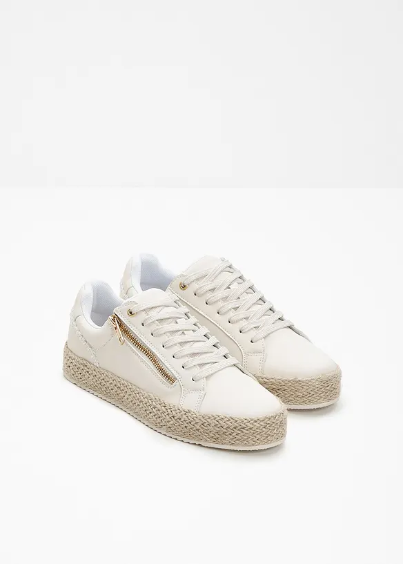Sneaker mit Reißverschluss in weiß - bonprix