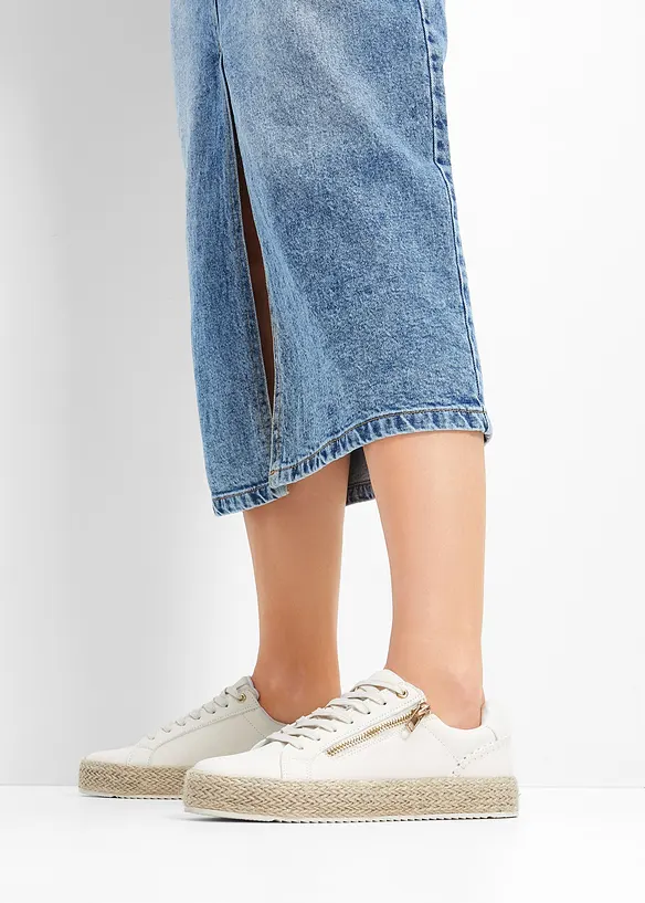 Sneaker mit Reißverschluss in weiß - bonprix