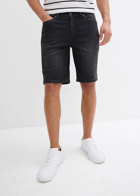 Stretch-Jeans-Bermuda in Regular-Fit (2er Pack) in blau von vorne - bonprix