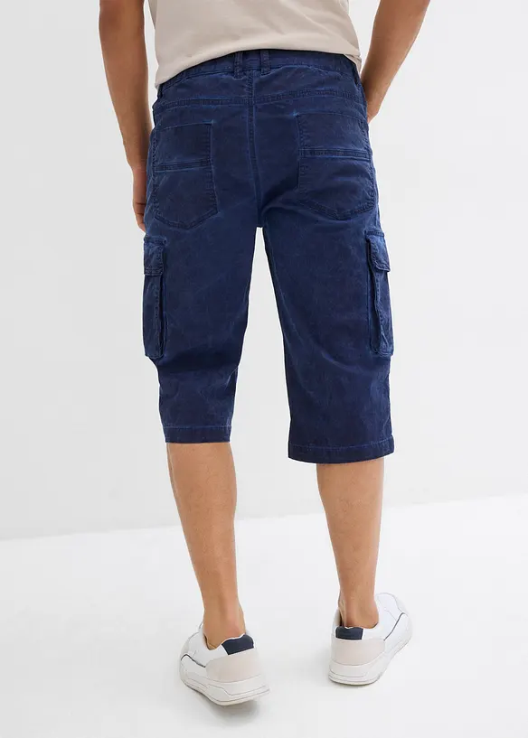 Cargo-Long-Stretch-Bermuda mit Komfortschnitt, Regular Fit in blau von hinten - bonprix