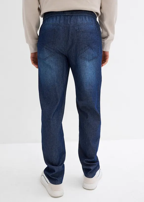 Leichte Classic Fit Schlupfjeans, Tapered (2er Pack) in blau von hinten - bonprix