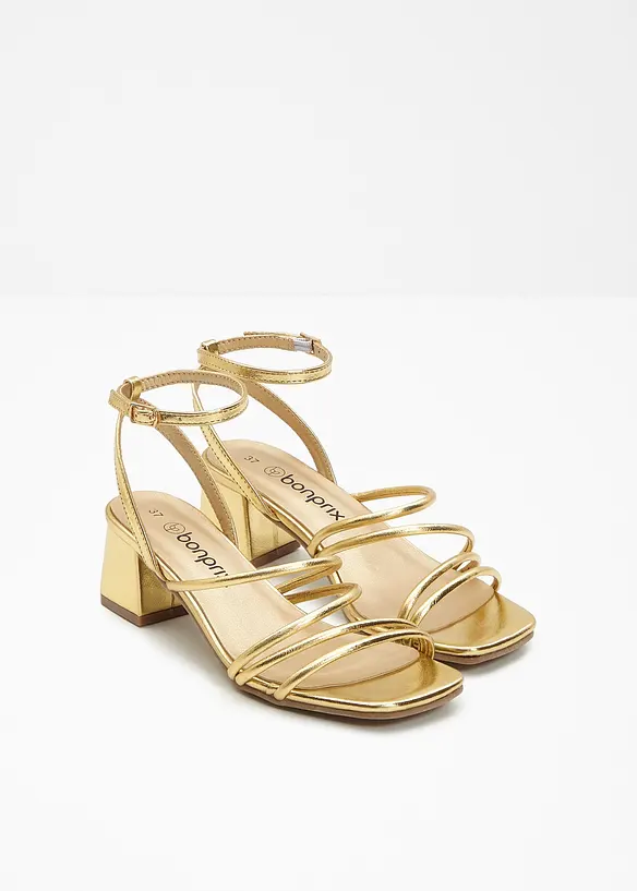 Riemchensandaletten in Metallic-Optik in gold - bonprix