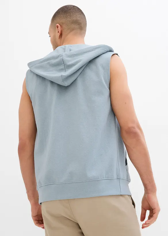 Kapuzen-Sweatweste aus weichem Baumwoll-Mix in grau von hinten (im Anschnitt) - bonprix