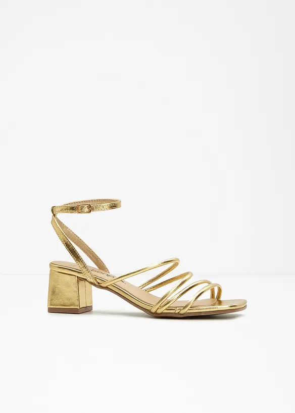 Riemchensandaletten in Metallic-Optik in gold - bonprix