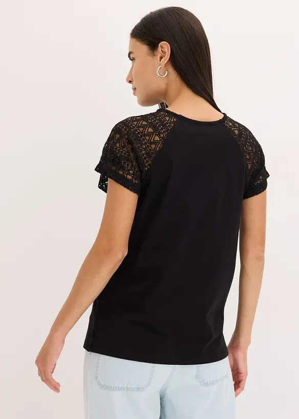 Shirt aus Baumwolle in schwarz von hinten (im Anschnitt) - bonprix