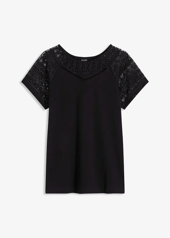 Shirt aus Baumwolle in schwarz von vorne - bonprix