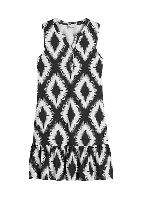 Jerseykleid aus softem Baumwoll-Mix in schwarz von vorne - bonprix