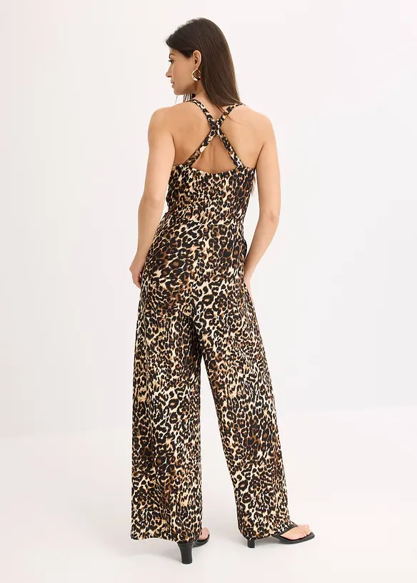 Jersey-Jumpsuit in braun von hinten (Totalaufnahme) - bonprix