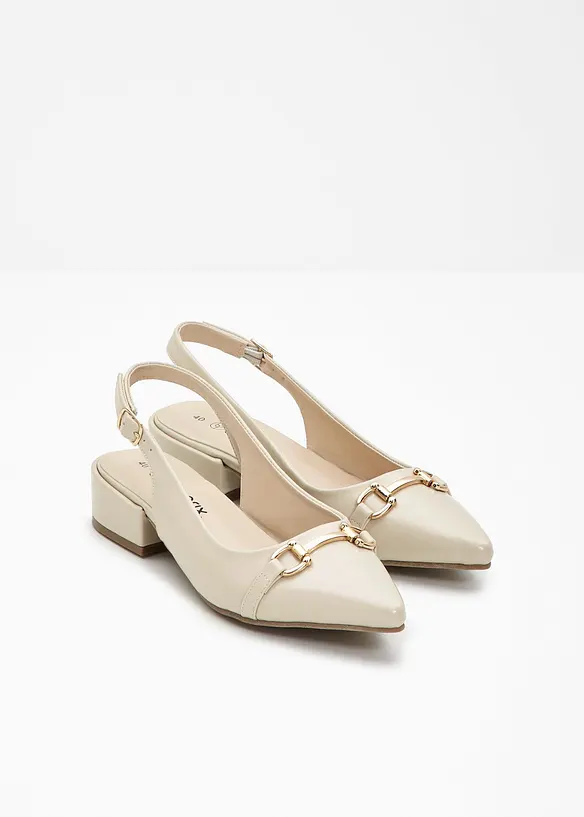 Slingpumps mit flachem Absatz in beige - bonprix