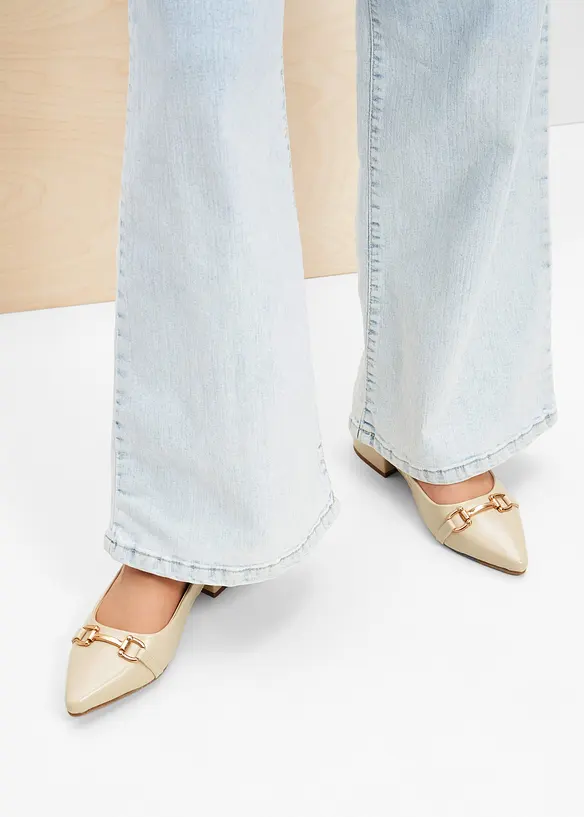 Slingpumps mit flachem Absatz in beige - bonprix