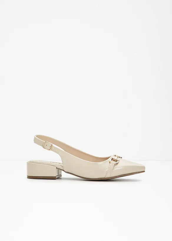 Slingpumps mit flachem Absatz in beige - bonprix